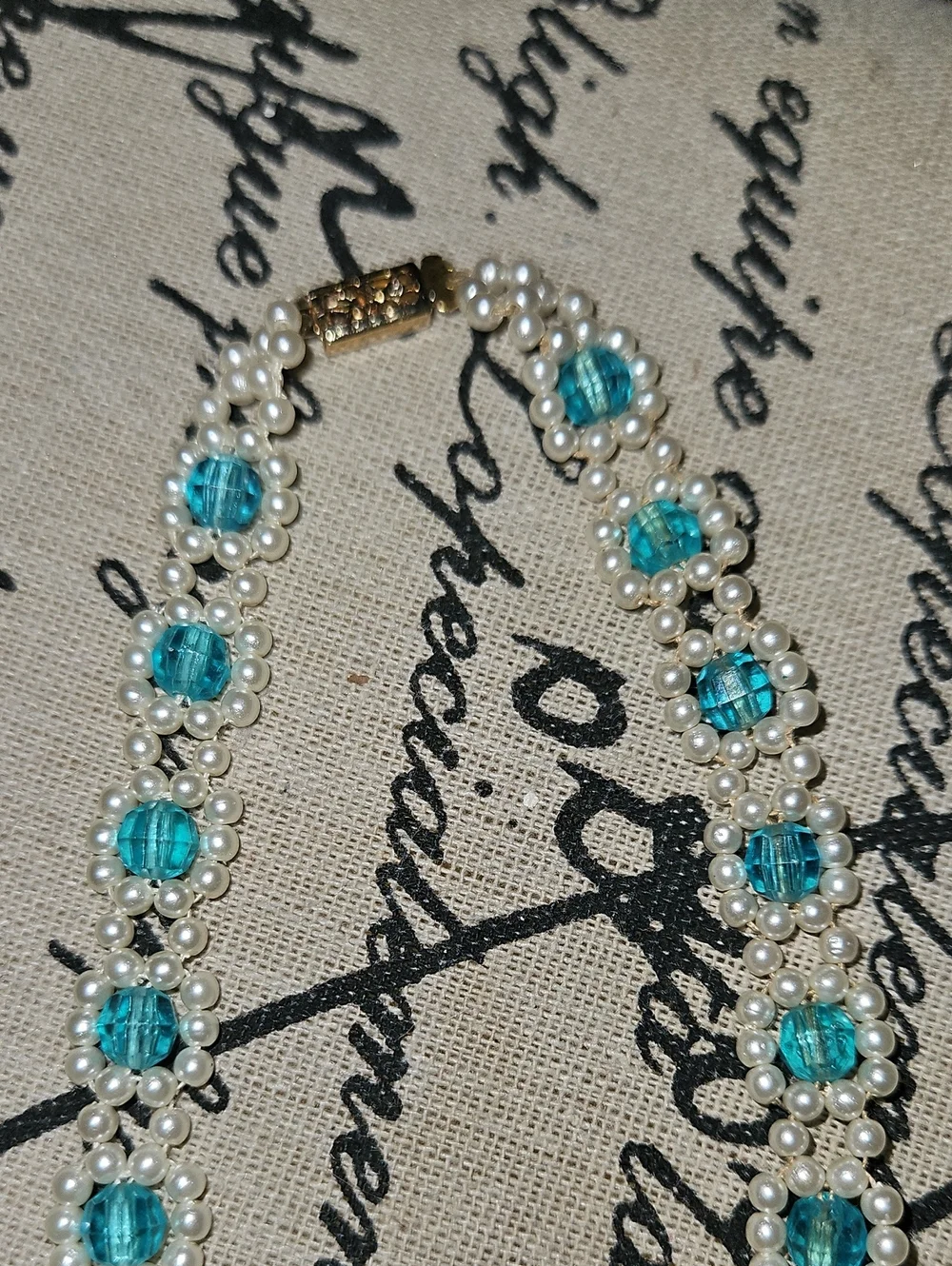 Turquoise and White Beaded Necklace – Elegant Pearl Accent